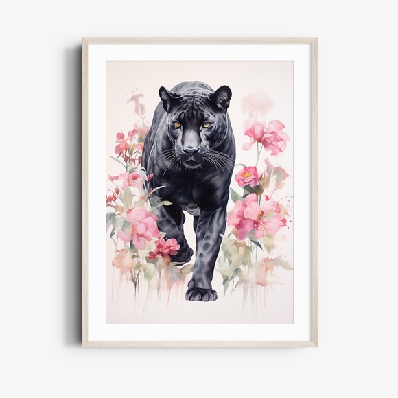 Watercolor Black Jaguar Wall Art Print Unframed - Majestic Jungle Elegance - Picture 6 of 6
